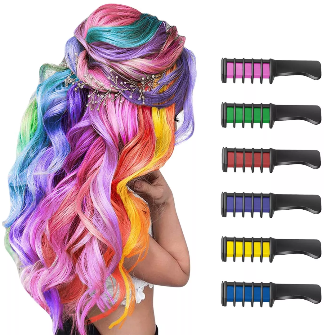 Lebendige Haarkreide-Kämme für temporäre Haarfarben, ideal für Damen & Kinder zum Haarstyling.