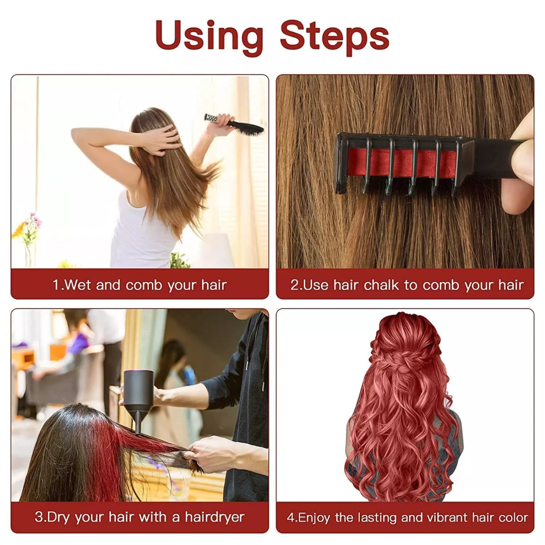 Mehrfarbige Haarkreide-Kämme für individuelle, temporäre Haarfarben & trendiges Haarstyling.