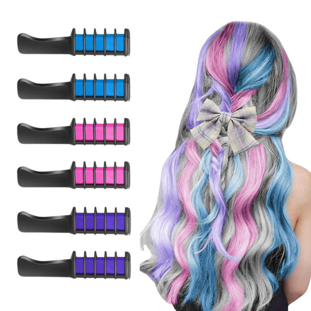 Waschbarer Haarkreide-Kamm, perfekt für bunte, temporäre Haarfarben für Kinder & Frauen.