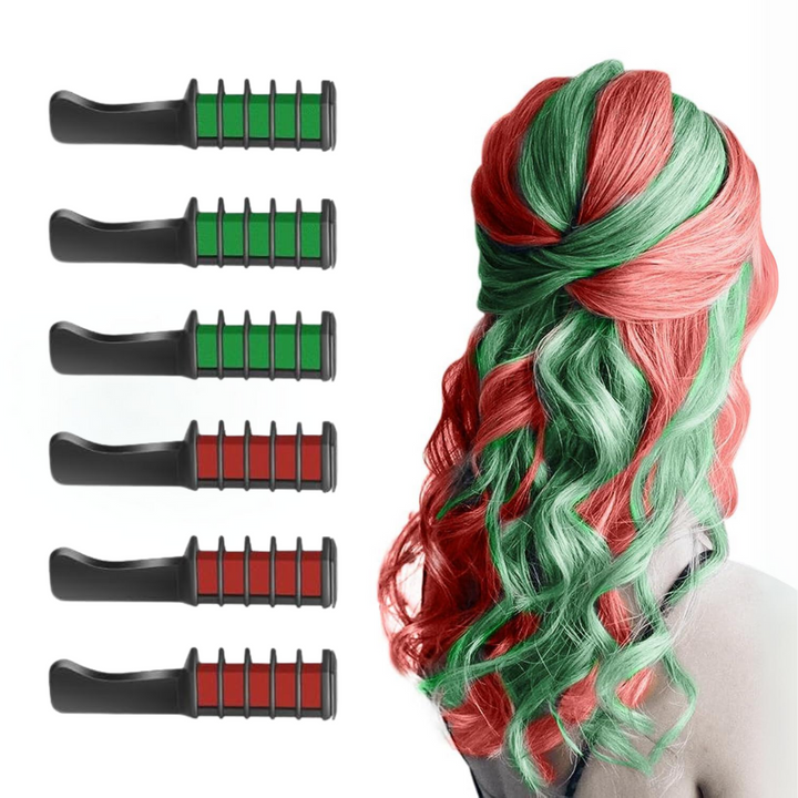 Innovativer Haarkreide-Kamm zum schnellen Auftragen temporärer, bunter Haarfarben.