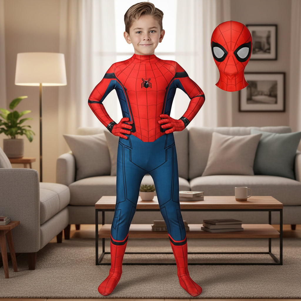 Lebendiger roter Superhelden Anzug für Kinder und Erwachsene. Perfektes Cosplay Kostüm für Fasching und Mottopartys.