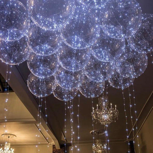 Gruppe von schwebenden LED Ballons erzeugt magische Lichteffekte & festliche Stimmung bei Ihrer nächsten Party.