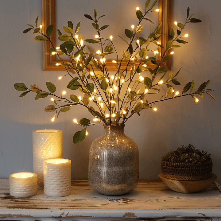Geschenkidee: Dekorationszweig LED mit warmweißem Licht, perfekt für eine gemütliche Atmosphäre.