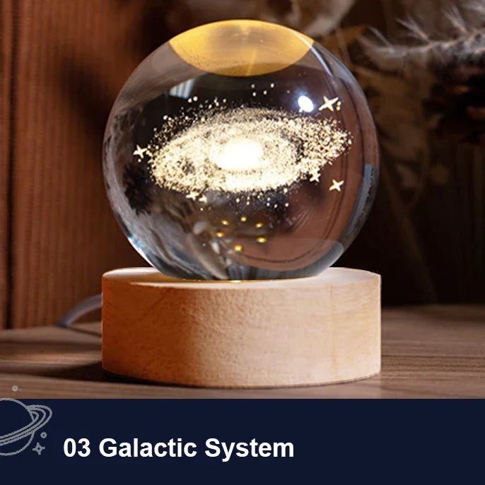 Vielseitiges Universum LED Nachtlicht, Galaxy Kristallkugel als Schlafzimmerlampe oder Wohnzimmer-Deko.