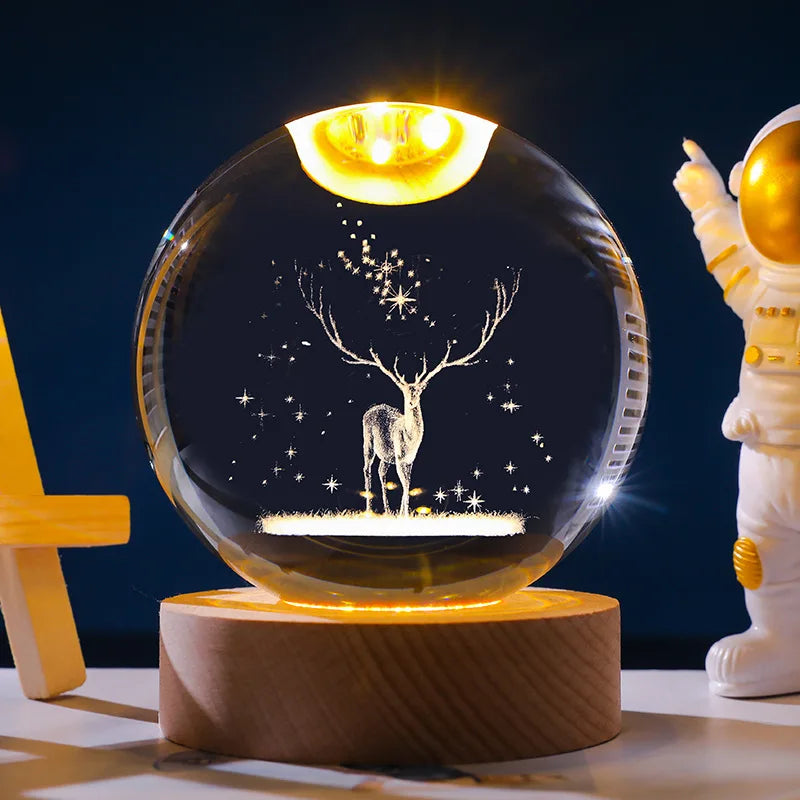 Sanftes LED Nachtlicht, Universum Kristallkugel für Kinder, beruhigendes Sternenlicht im Schlafzimmer.