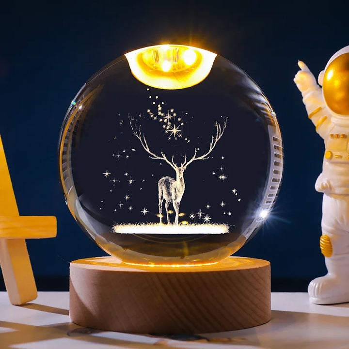 Sanftes LED Nachtlicht, Universum Kristallkugel für Kinder, beruhigendes Sternenlicht im Schlafzimmer.