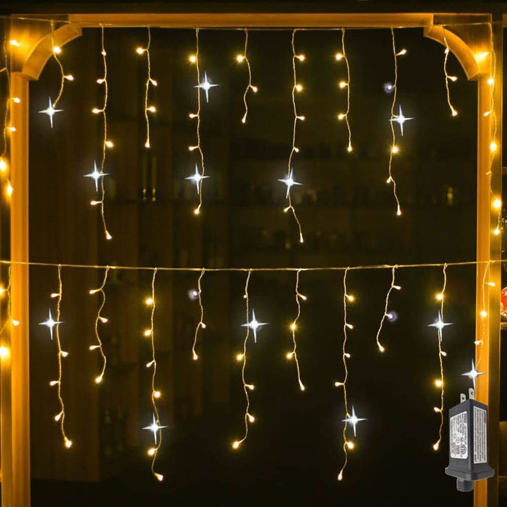 Saisonale LED-Gartenbeleuchtung 4x0,6m, wetterfester Lichtervorhang für stimmungsvolle Gartendekoration.