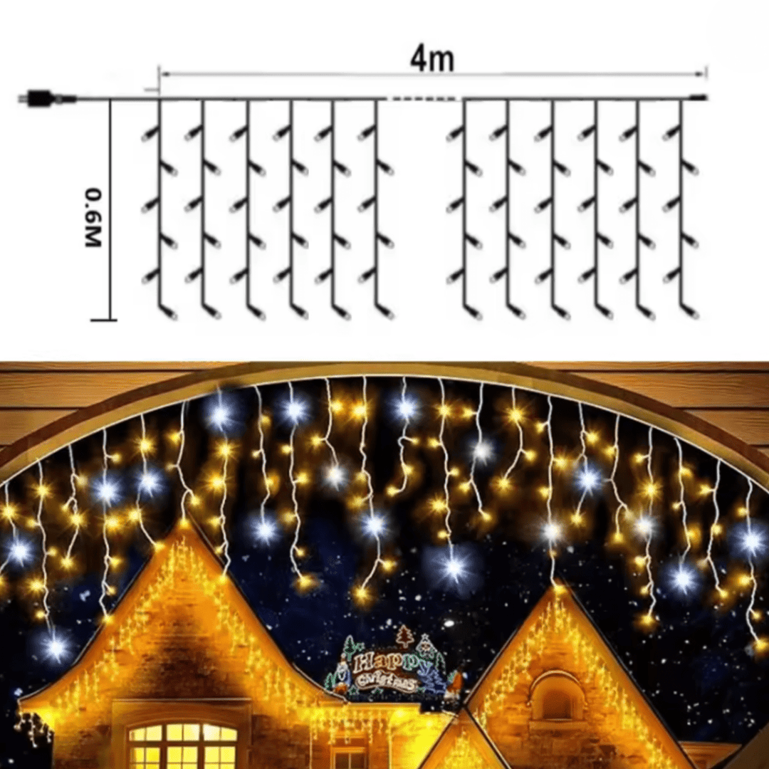 Außenbeleuchtung: LED-Gartenvorhang 4x0,6m, wetterfest, schafft festliche Stimmung auf Terrasse & Balkon.