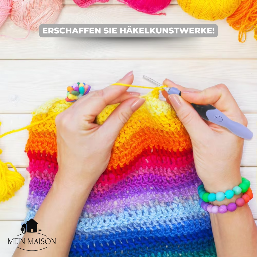 Vielfältiges LED-Häkelnadel-Set mit verschiedenen Größen, erleichtert jede Handarbeit und schont die Augen beim Häkeln.