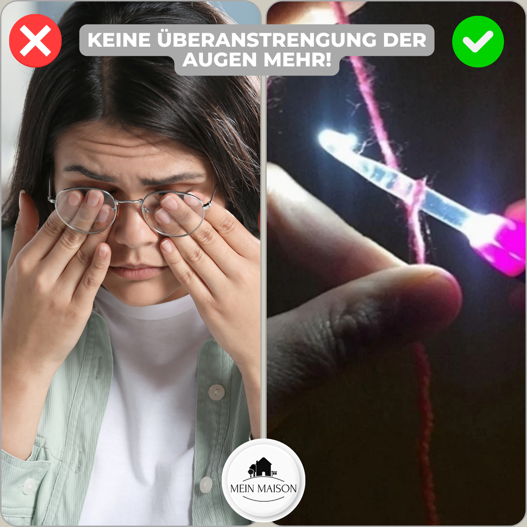 Nie wieder Augenbelastung! Das LED-Häkelnadel-Set bringt Licht ins Dunkel deiner Handarbeits-Projekte, ideal für Basteln.