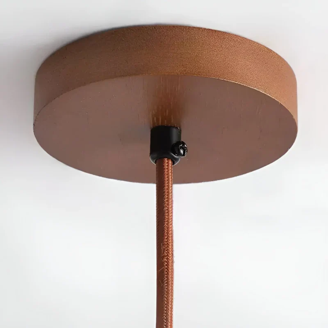 Japanische LED-Deckenleuchte aus Naturholz & Stein; Designlampe als stimmungsvolles Licht für Schlafzimmer & Wohnzimmer.