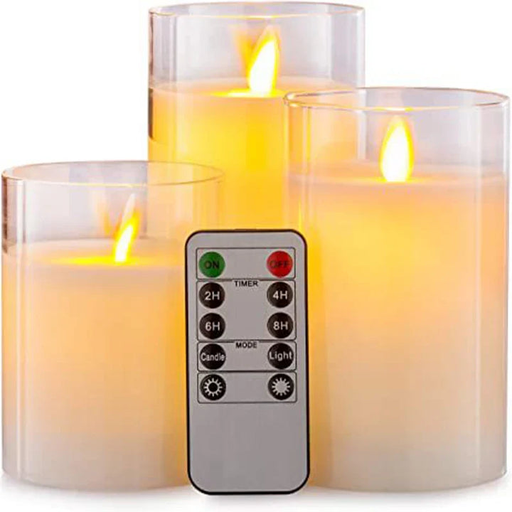 Geschenkidee: LED Flackerkerzen im Glas mit Fernbedienung und Timer. Perfekte Wohnzimmer Dekoration.