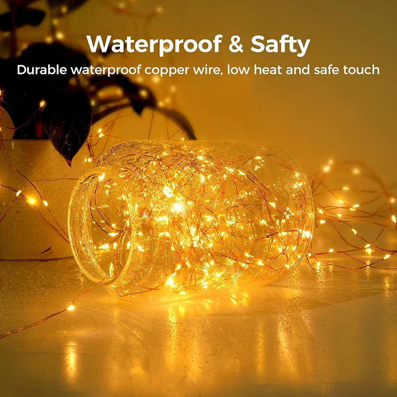 Flexible LED Lichterkette warmweiß mit Fernbedienung für gemütliche Weihnachtsdekoration innen & vielseitige Dekobeleuchtung.