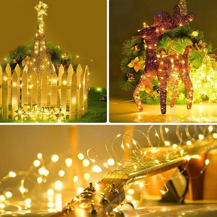 Dimmbare LED Lichterkette warmweiß mit USB-Anschluss. Perfekt für festliche Weihnachtsbeleuchtung & flexible Dekoration.