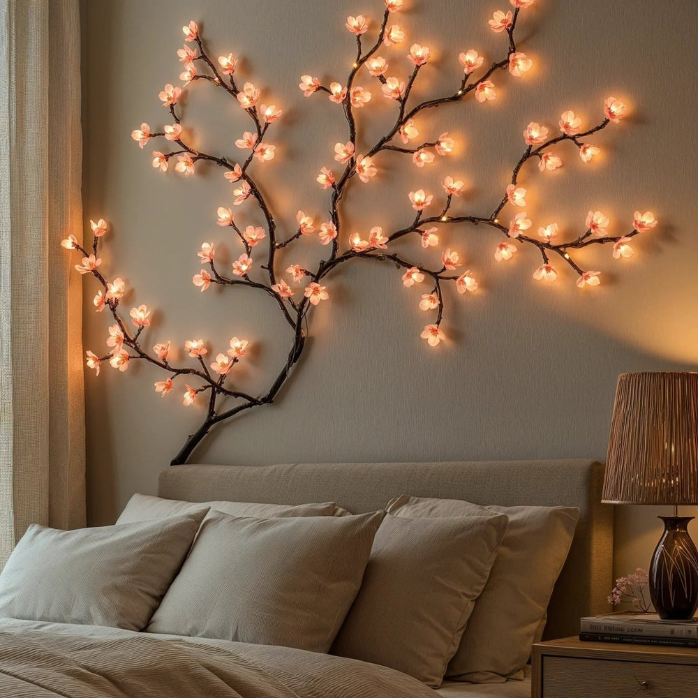 Dekorative LED-Lichterkette warmweiß-rosa für stimmungsvolles Ambiente im Wohn- oder Schlafzimmer.