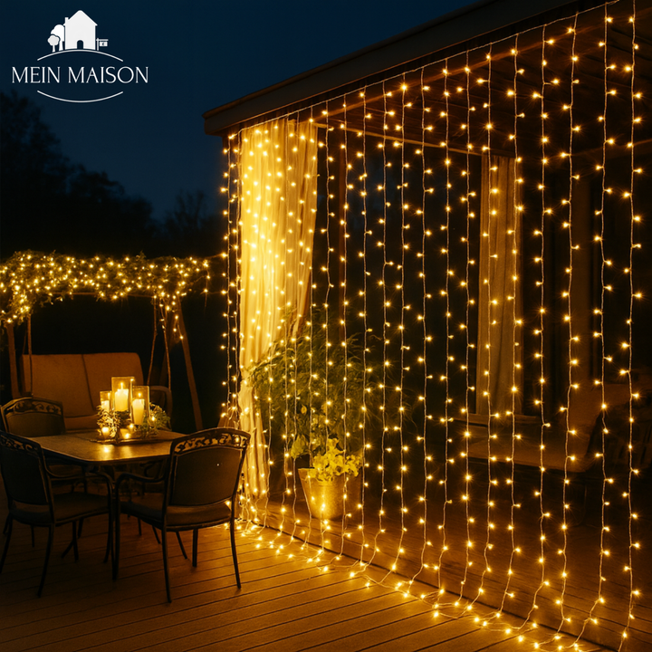 Bunter RGB LED Lichtervorhang mit App-Steuerung für festliche Party-Dekoration und vielseitige Beleuchtung.
