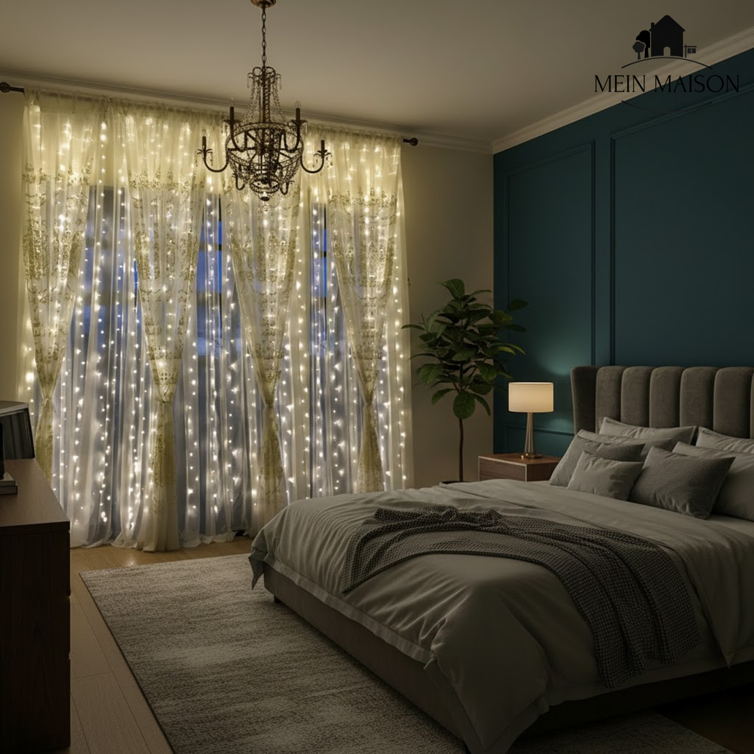 Vielseitiger LED Lichtervorhang als Lichterkette für Hochzeit, Geburtstag oder stimmungsvolle Dekoration.