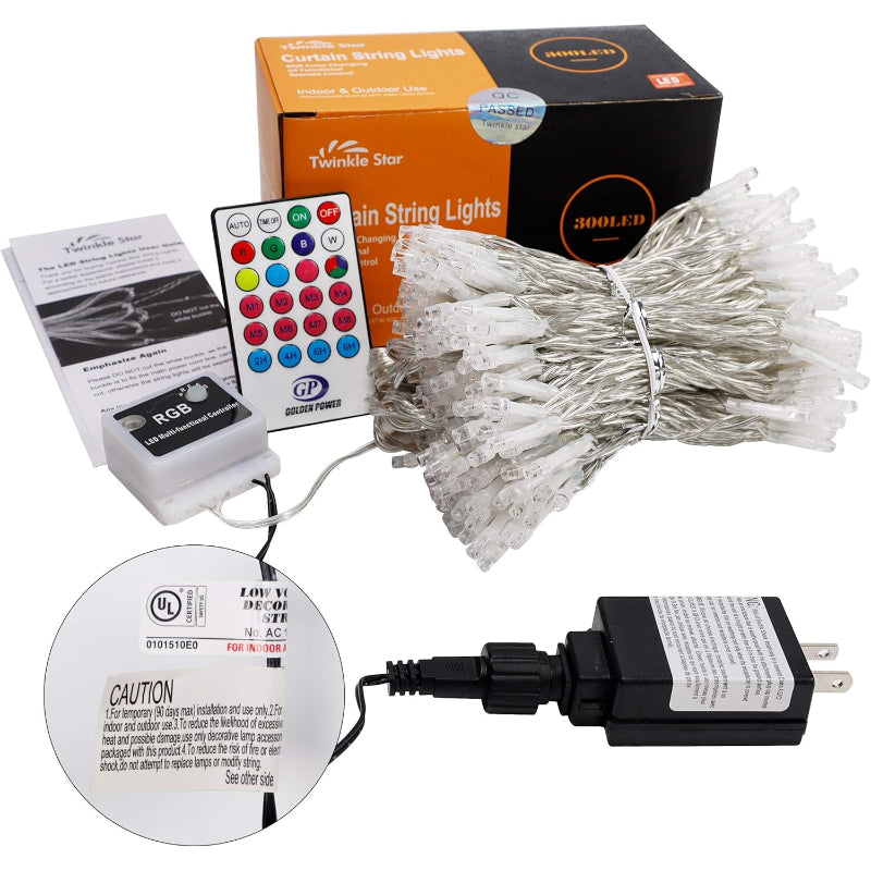 Solarlichterkette als LED-Vorhang, wasserdicht für den Garten, mit praktischer Fernbedienung.
