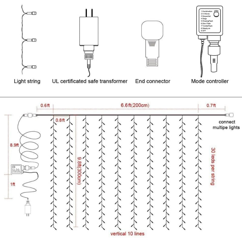 LED-Lichterkette als Vorhang, solarbetrieben, schafft zauberhafte Stimmung in Ihrem Garten.