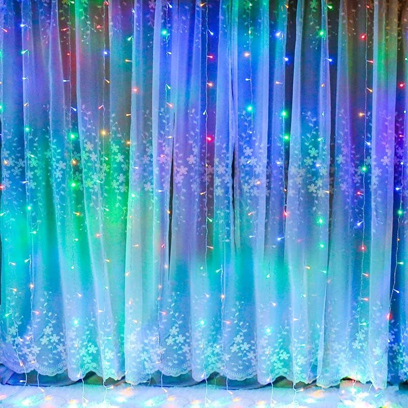 Flexibler LED-Lichtervorhang mit Fernbedienung, ideal als Fensterbeleuchtung oder Partydeko.