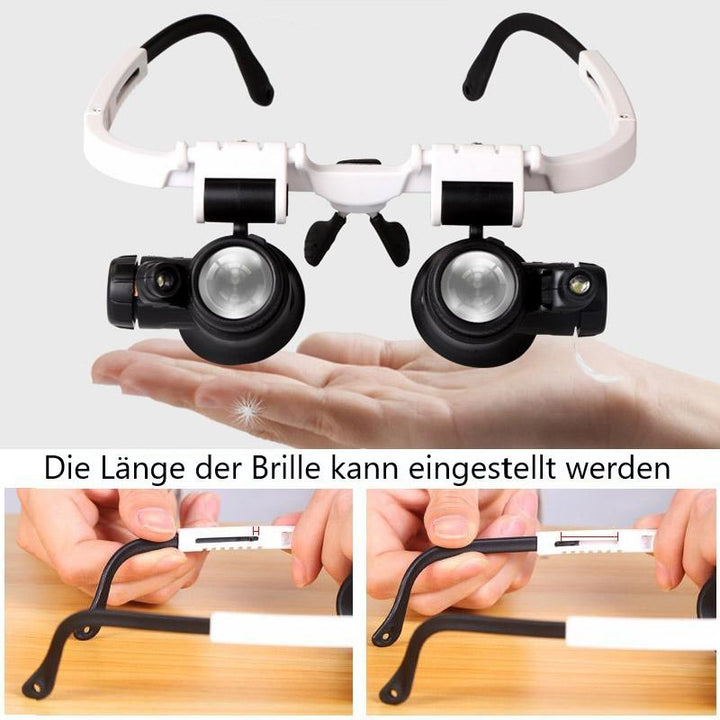 Professionelle LED Lupe Brille für Handwerker, Techniker und alle detailreichen Montagen.