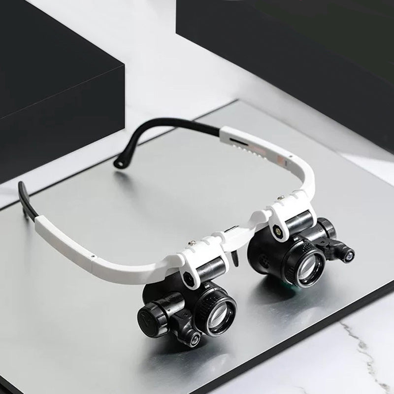 LED-Lupenbrille für Präzisionsarbeiten, ideal für Schmuck, Uhrenreparatur, Modellbau & Handwerk mit Augenhilfe.