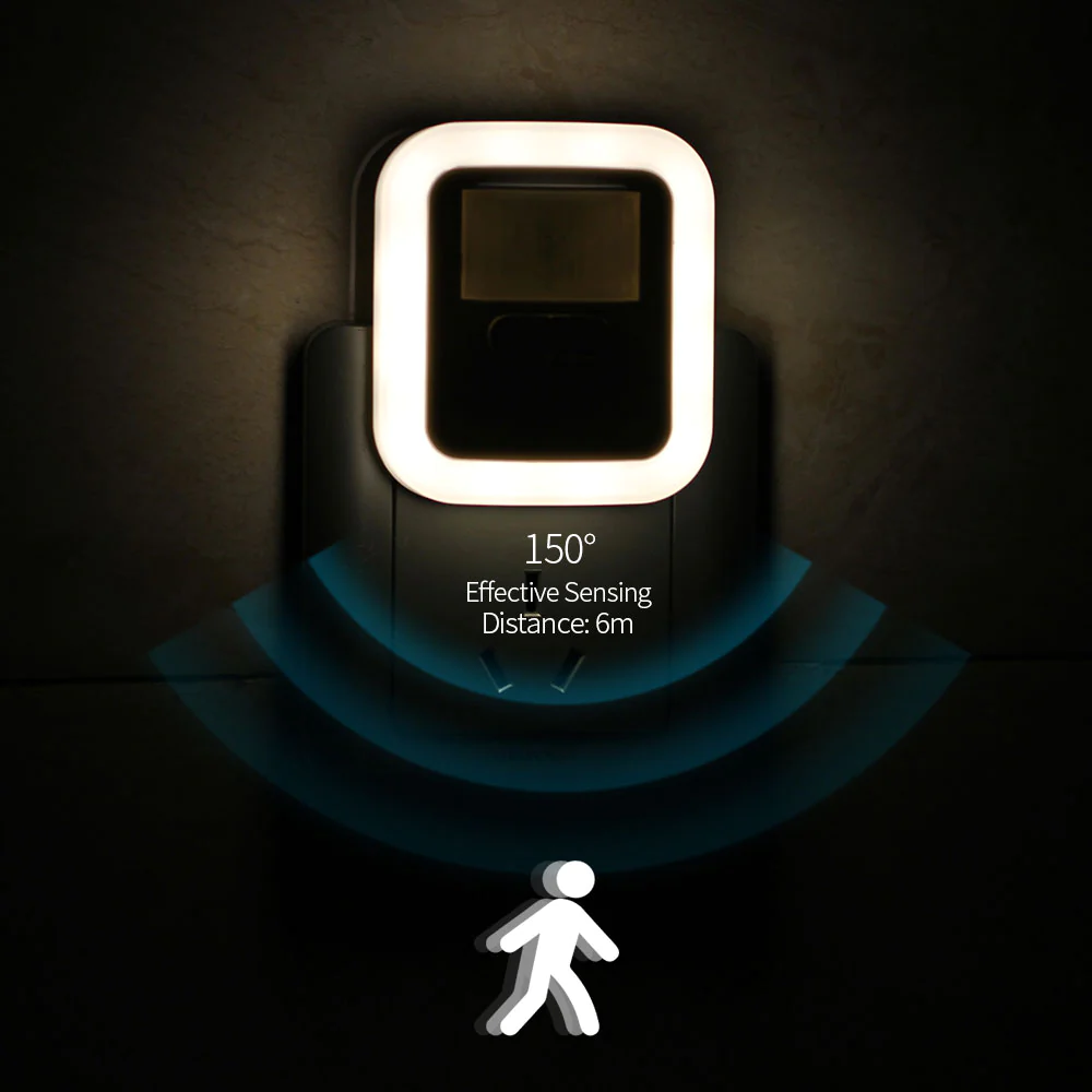 Energiesparendes LED Nachtlicht mit smartem Bewegungssensor für automatische 360° Hausbeleuchtung.