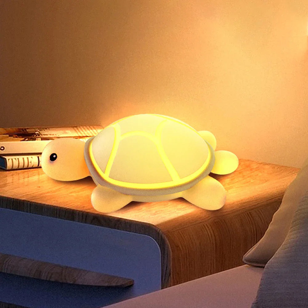 LED Nachtlicht Schildkröte aus weichem Silikon mit Farbwechsel, ideal für Kinderzimmer & Babyzimmer.