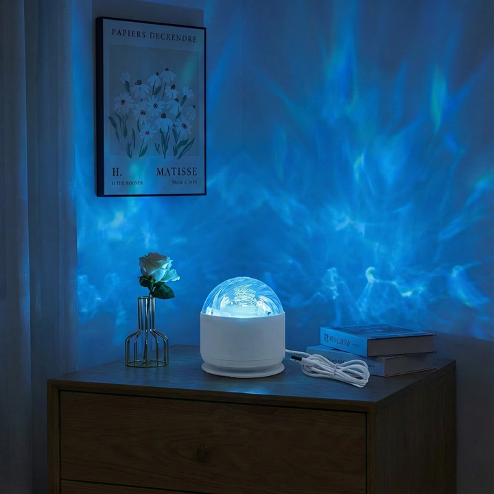 LED Nordlicht-Projektorlampe für magische Polarlicht-Effekte. 16 Farben, Fernbedienung, Schlafzimmer, Wohnzimmer.