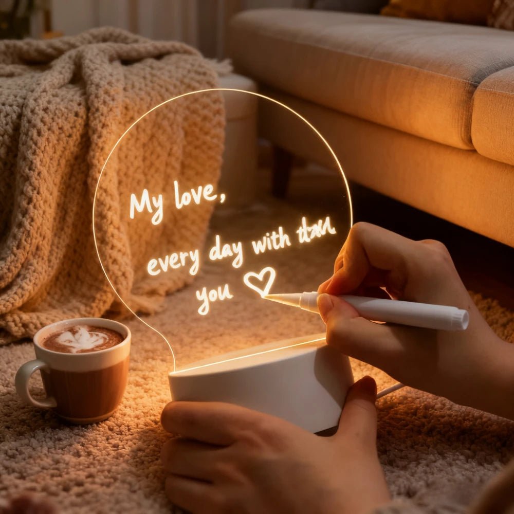 USB-betriebene LED Leuchttafel für Notizen: Vielseitiges Dekolicht & Schreibtischlampe, passt in Büro & Schlafzimmer.