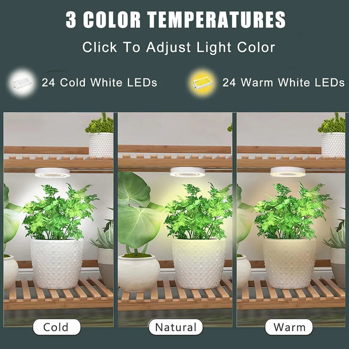 Vollspektrum LED Wachstumslampe für Zimmerpflanzen mit praktischer Timer- und Dimmfunktion.