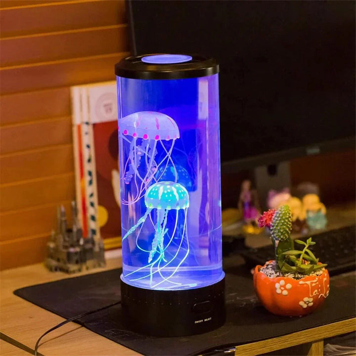 Dekorative LED Quallenlampe bringt entspannendes Licht ins Zuhause. Ideal für Wohnzimmer oder Schlafzimmer.