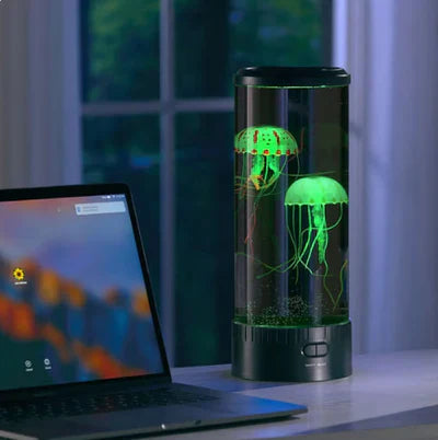 Moderne LED Lampe mit Quallen-Effekt, eine einzigartige Geschenkidee. Beruhigendes Nachtlicht für jede Einrichtung.
