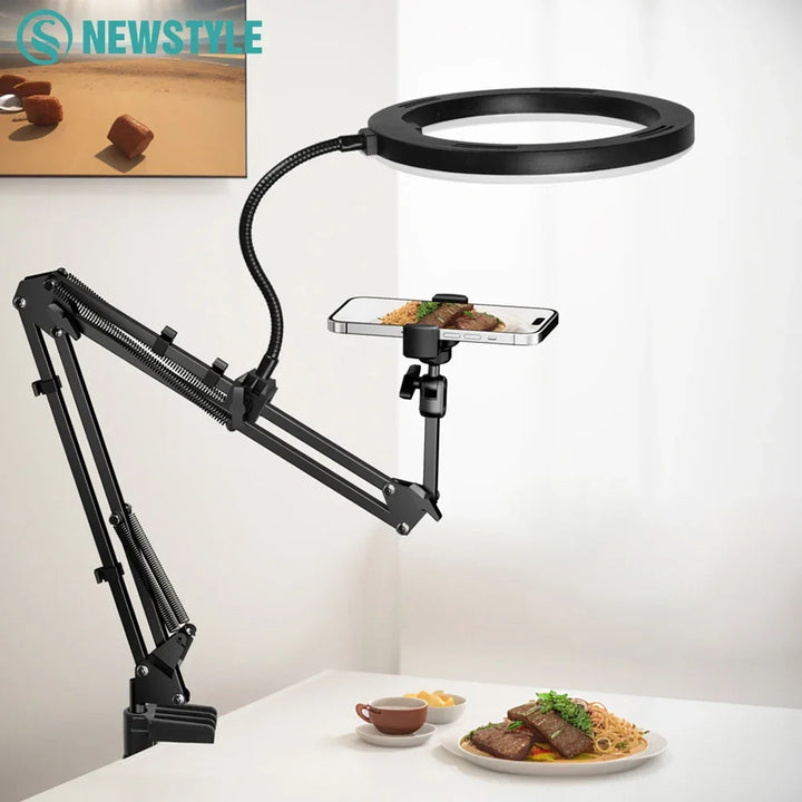 LED Ringleuchte mit Flexarm & Handyhalterung für Livestreams, Videos & Selfies.