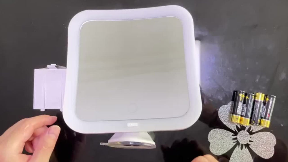 Kompakter LED Vergrößerungsspiegel (10x) für präzises Make-up. Mit Saugnapf & Touch-Licht ideal als Reisespiegel.