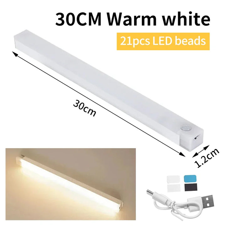 Energiesparendes LED-Sensorlicht, wiederaufladbar via USB, Bewegungsmelder, magnetische Haftung.