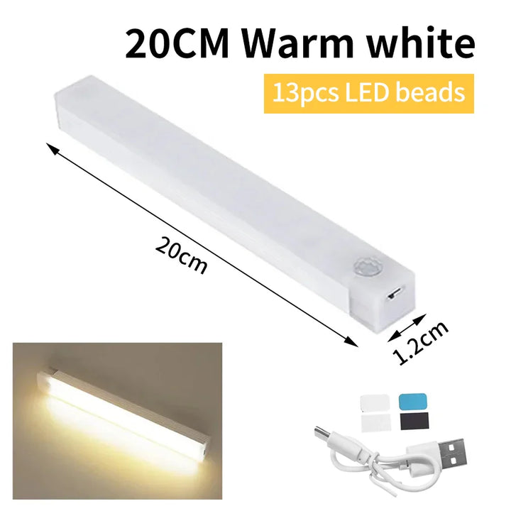 Vielseitiges LED-Licht mit Bewegungssensor, magnetisch, für Schrank, Küche, Treppe, kabellos, smart.