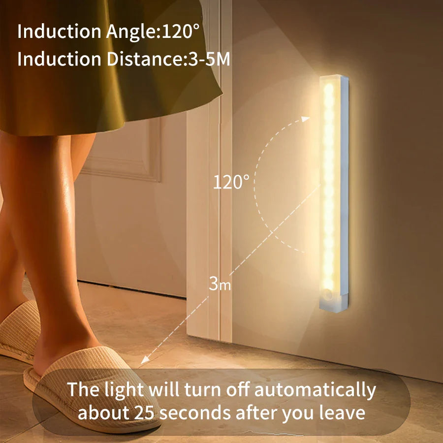 Magnetische LED-Unterbauleuchte, kabellos, Sensorlicht für Schrank, Küche oder Treppenbereich.