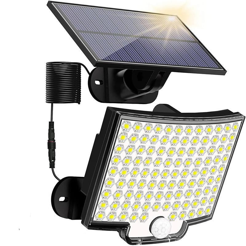 LED Solar Außenleuchte mit Bewegungsmelder und Solarpanel, wetterfest IP65 für Garten & Terrasse.