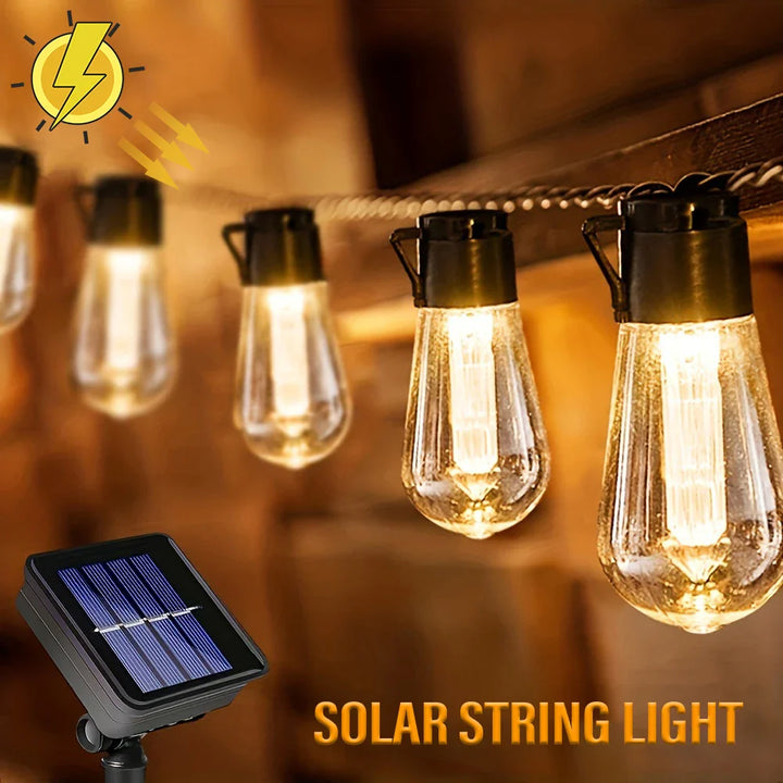 Solarbetriebene LED-Lichterkette mit automatischer Ein-/Ausschaltfunktion, perfekt für Garten & Balkon.