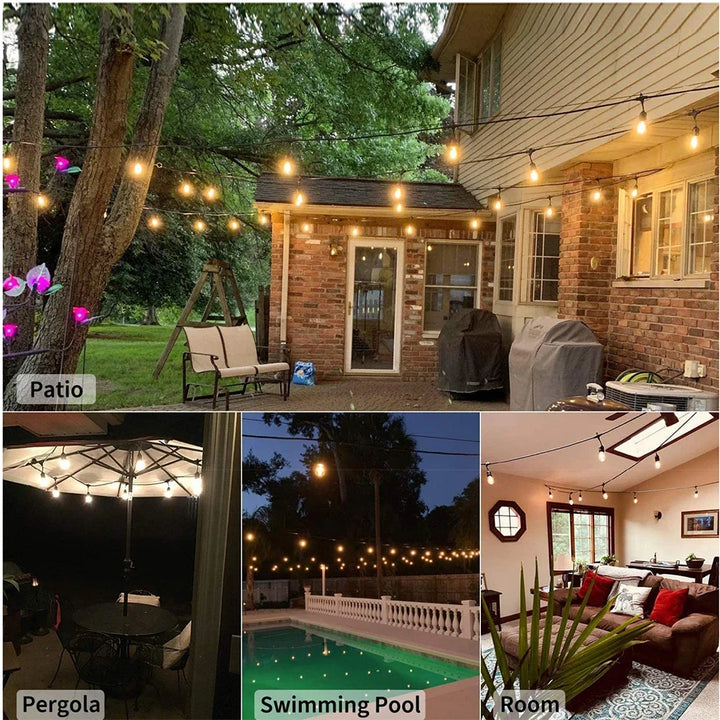 Robuste, wasserdichte LED-Solarlichterkette (IP44) für dauerhafte Außenbeleuchtung im Garten.