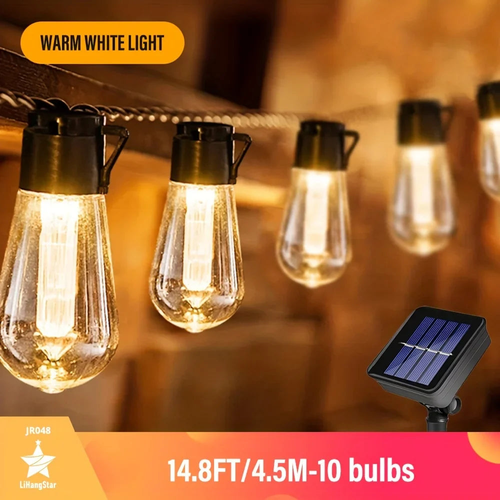Lange LED-Solarlichterkette für den Garten, wasserdicht und einfach zu installieren.