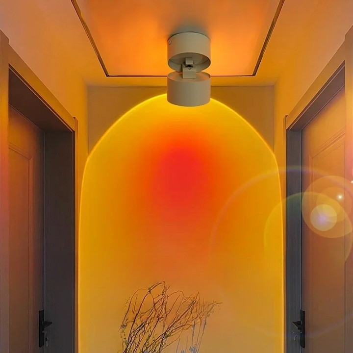 LED Sonnenuntergang Projektorlampe projiziert stimmungsvolles Licht für Wohnzimmer oder Schlafzimmer.