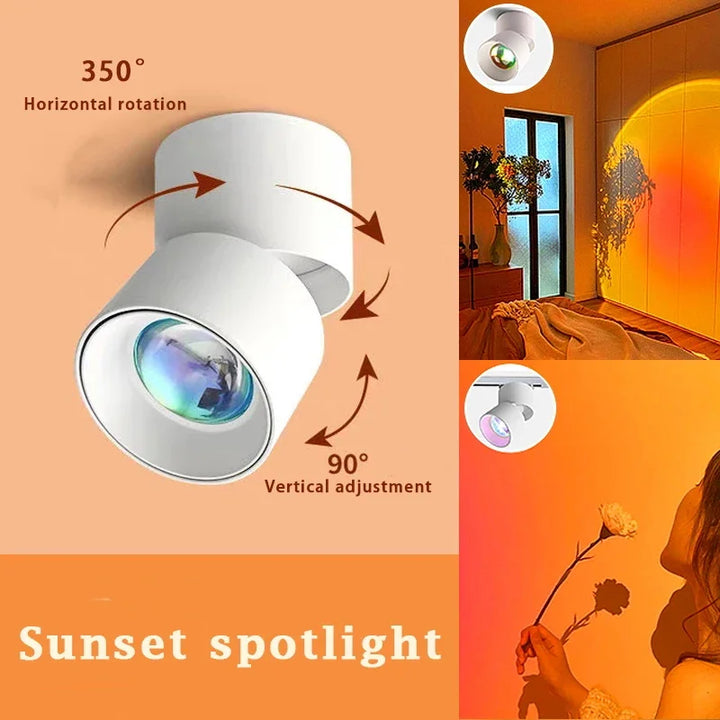 Farbwechselnde LED Sonnenuntergangs Projektionslampe, ideal als Dekoration oder Geschenk.