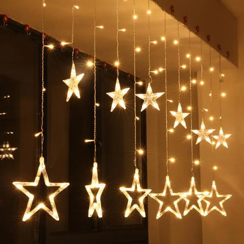 Große LED-Sternen-Lichterkette als Blickfang für Fenster und Fassaden, wetterfest.