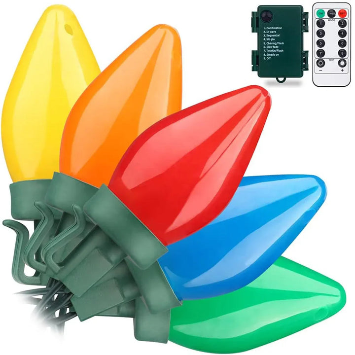 Batteriebetriebene LED Weihnachtslichterkette Erdbeer C7 mit Fernbedienung & Timer für Weihnachten.