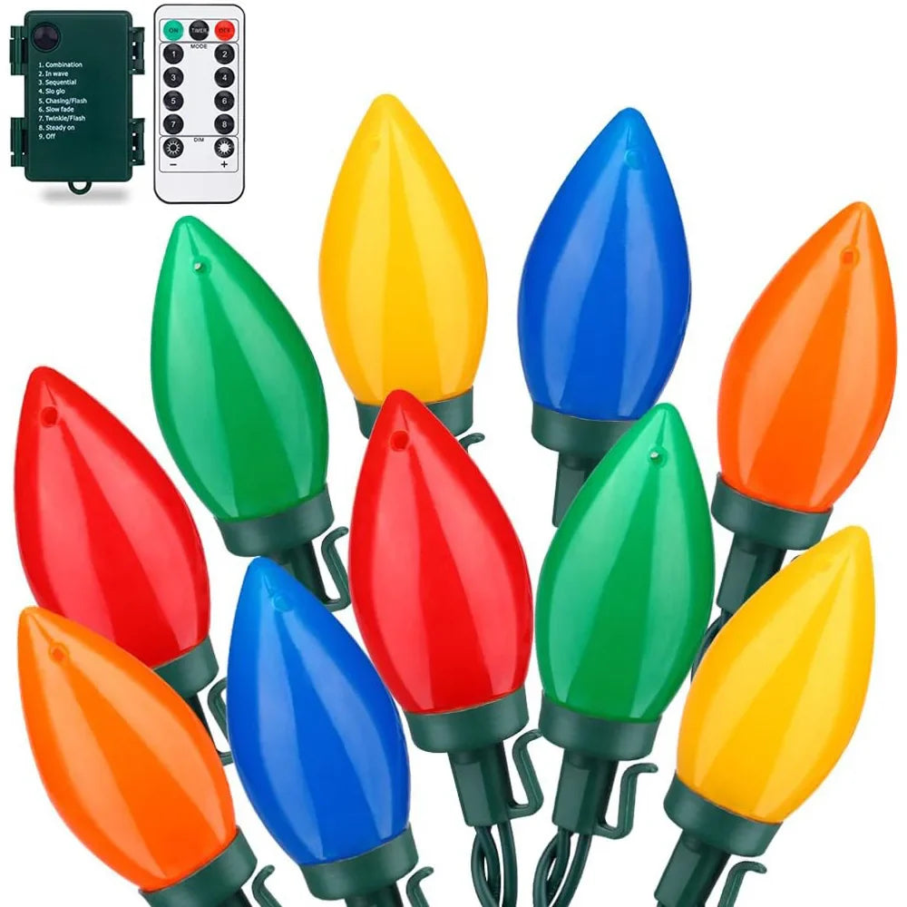 Vintage LED Weihnachtslichterkette C7 Erdbeer-Design, festliche Weihnachtsbeleuchtung für drinnen & draußen.