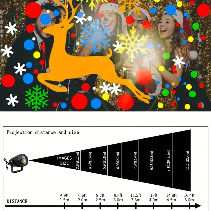 Vielseitige LED-Weihnachtsbeleuchtung für Partys; 16 dynamische Muster für Innen- und Außenbereiche.