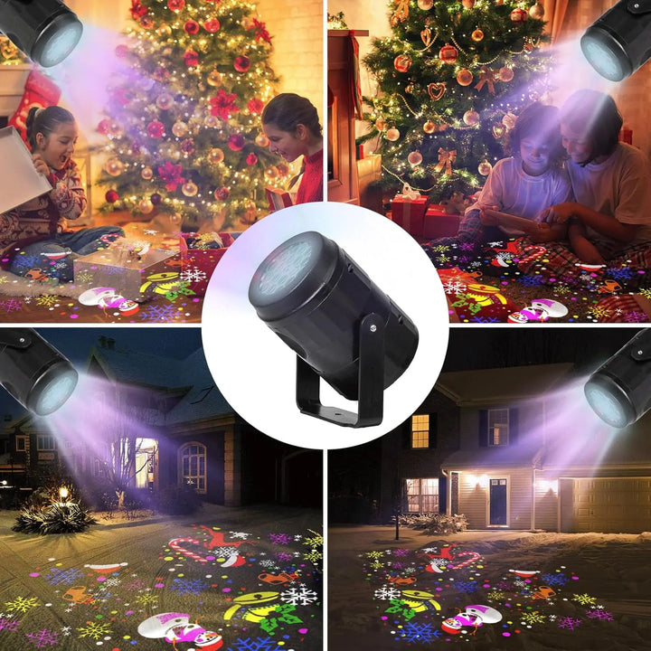 Robuster LED-Projektor für Außenbereiche; zaubert fröhliche Weihnachtsmuster an Hauswände & Bäume.