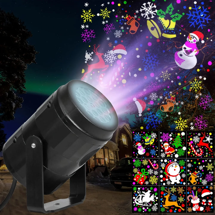 Hochwertiger LED-Projektor mit 16 Mustern; ideal als Weihnachtsbeleuchtung & Winterdekoration für Ihr Zuhause.